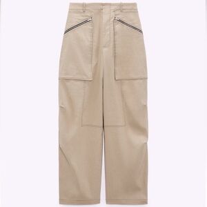 Tan Linen Cargo Pants